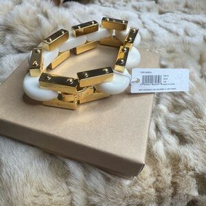Tory Burch Gold and Cream Bracelet
